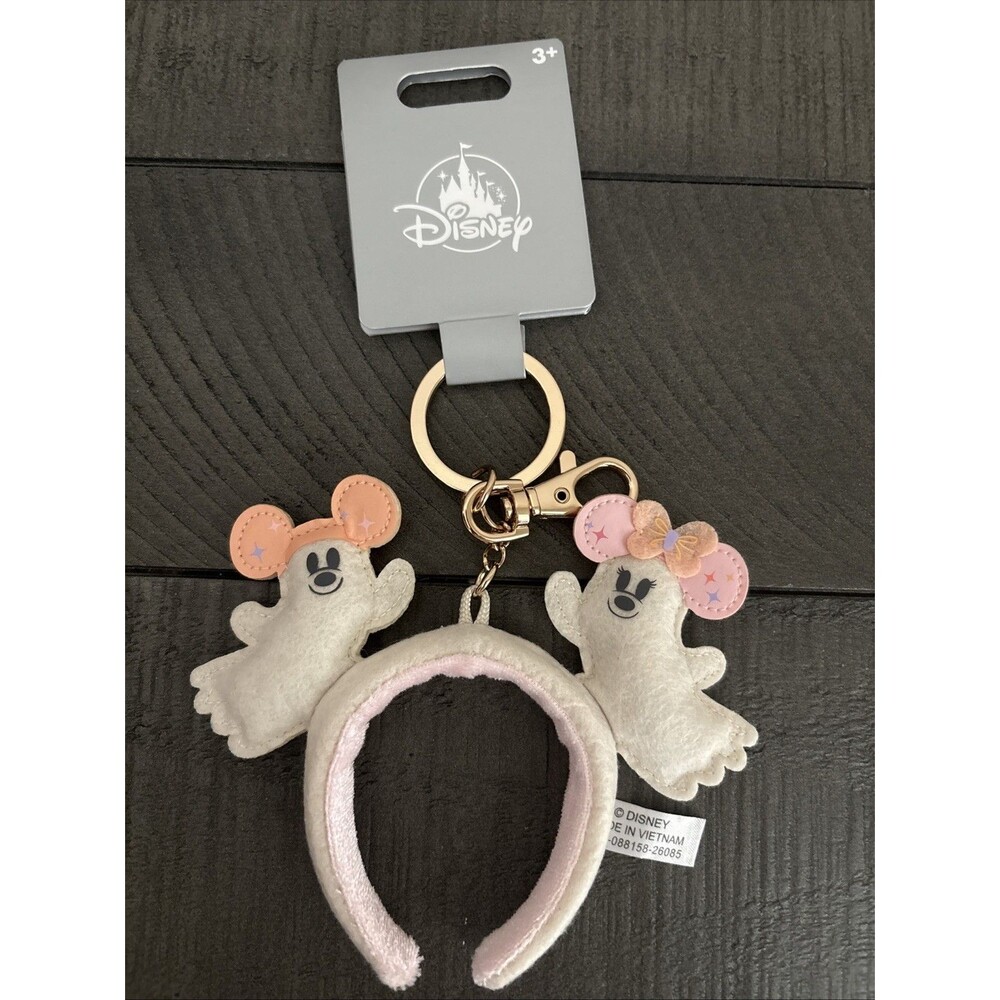 Disney Parks Halloween Ghost Headband Ears Pastel Bag Clip Charm Keychain 2026